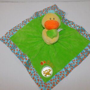 Playgro Yellow Duck Security Blanket Rattle Green Plush Baby Lovey Nunu